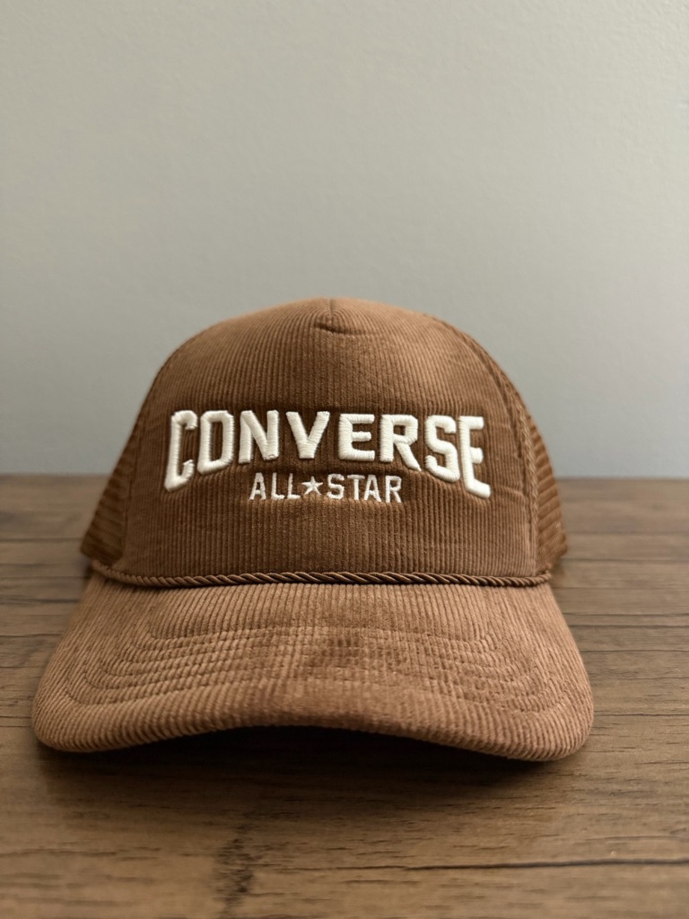 Converse Brown Mesh Trucker Hat with Logo Tag